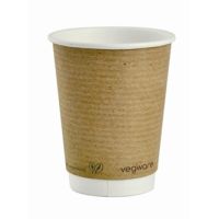 Vegware Double Wall Compostable Brown PLA Hot Cups - 12oz