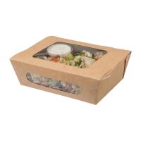 Colpac Compostable Kraft Tuck Top Salad Packs with Acetate Window - 825ml