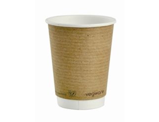 Vegware Double Wall Compostable Brown PLA Hot Cups - 12oz